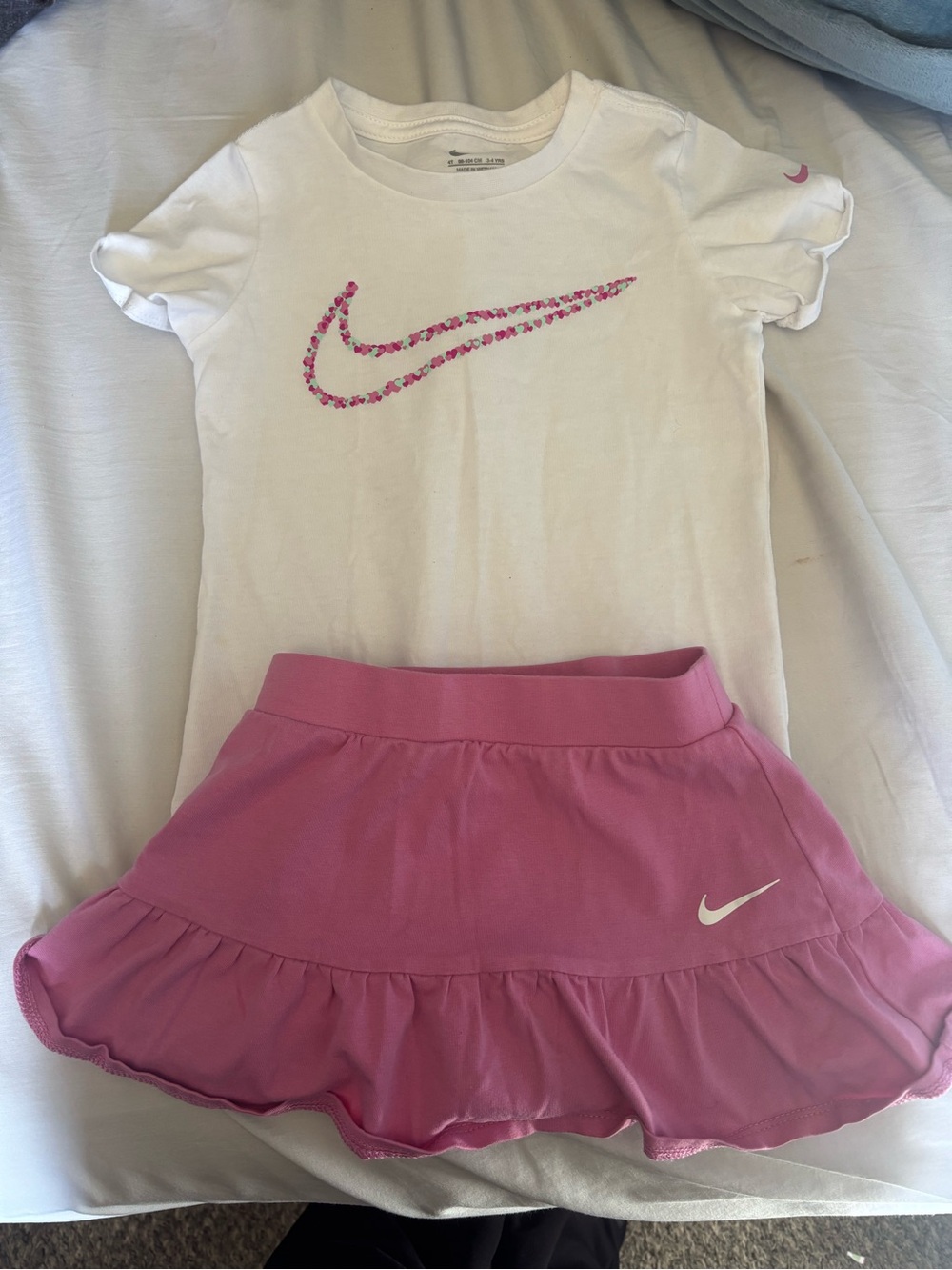 Nike Kids' White Tee and Pink Skirt Set